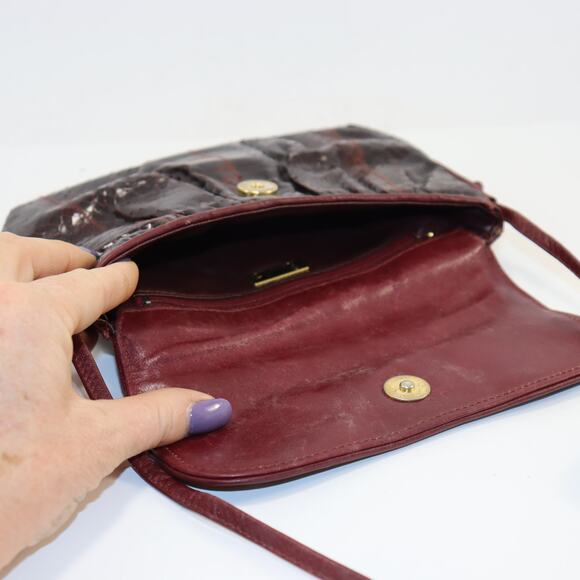 Clemente Vintage Snakeskin Shoulder Bag Burgundy Trim - Picture 4 of 5